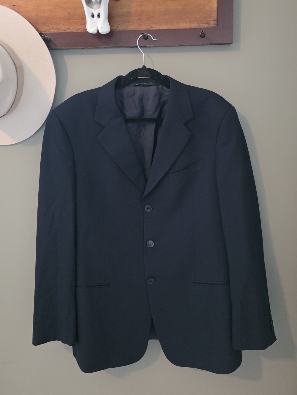 Armani Collezioni Black Wool Suit Coat 42R